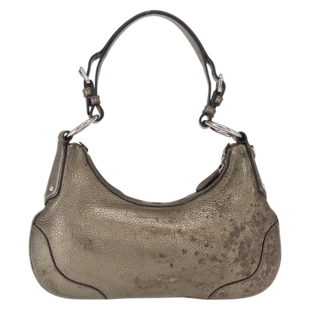 Authentic PRADA Shoulder Bag Leather Bronze Silver - Picture 9 of 16